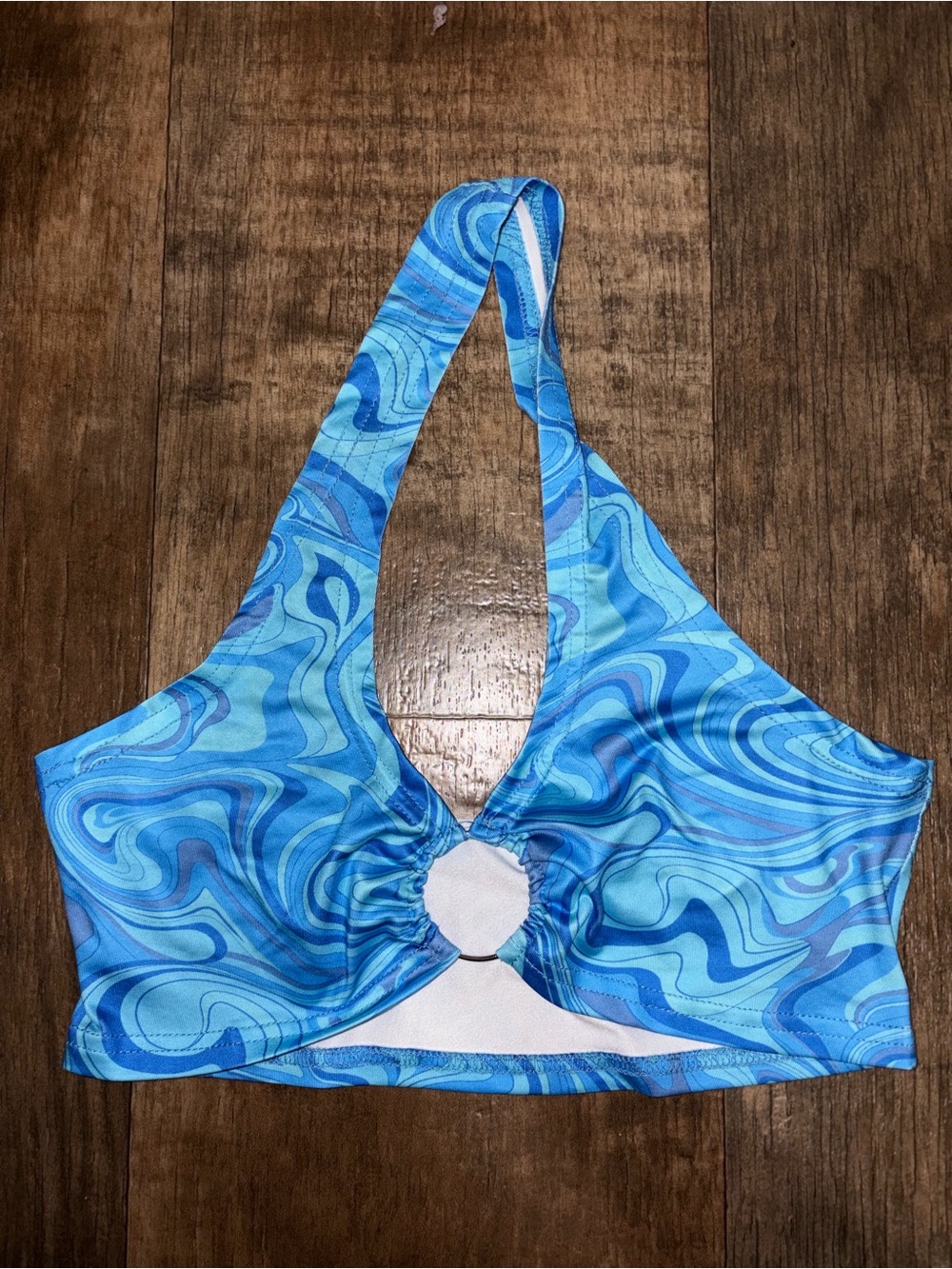 SHEIN Blue Tie Dye Cropped Halter Top Size XS